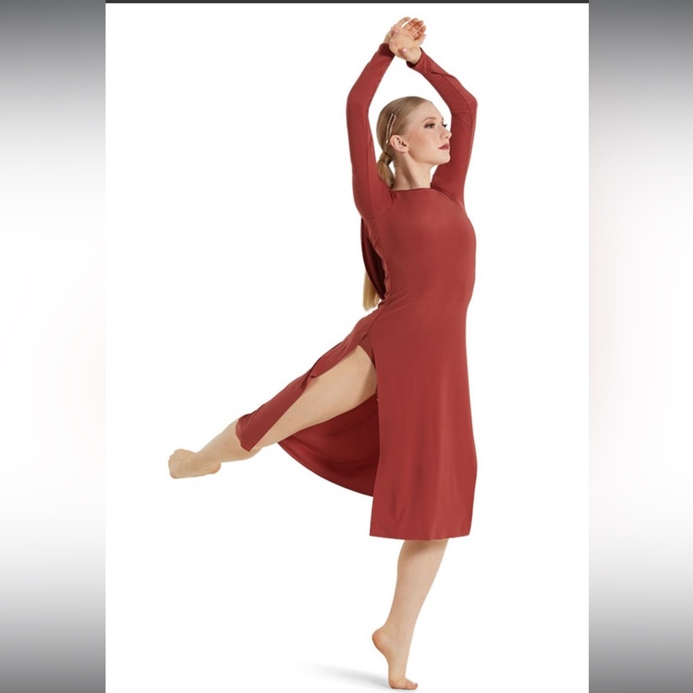 Long Sleeve Draped Back Dance Costume Adult Medium